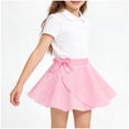 thumbnail image 1 of Lmueinov Summer Chiffon Skirt with Big Bow for Girls Casual Elastic Waist Layered Skirt Vacation and Party Skort for Kids, 1 of 5