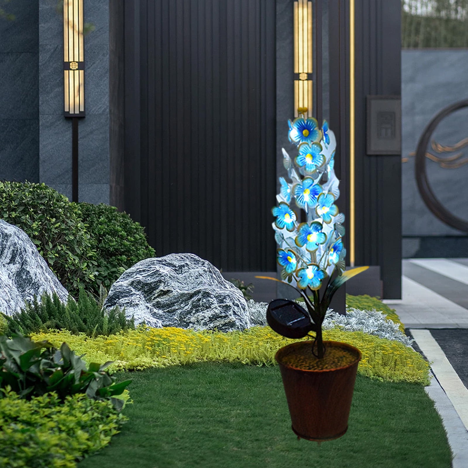 Lmueinov Vintage Metal Solar Garden Lights, Artificial Flower With Plant Pot Solar Powered Light For Outdoor Patio YardPathway Decor Off-season Sales Saving Up To 30% Off