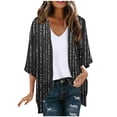 thumbnail image 1 of Lmueinov Women Boho Floral Kimono Lightweight Cardigan Sweaters Loose Fit 3/4 Sleeve Vintage Print Chiffon Summer Fall Open Front Cover Up for Beach Vacation, 1 of 4