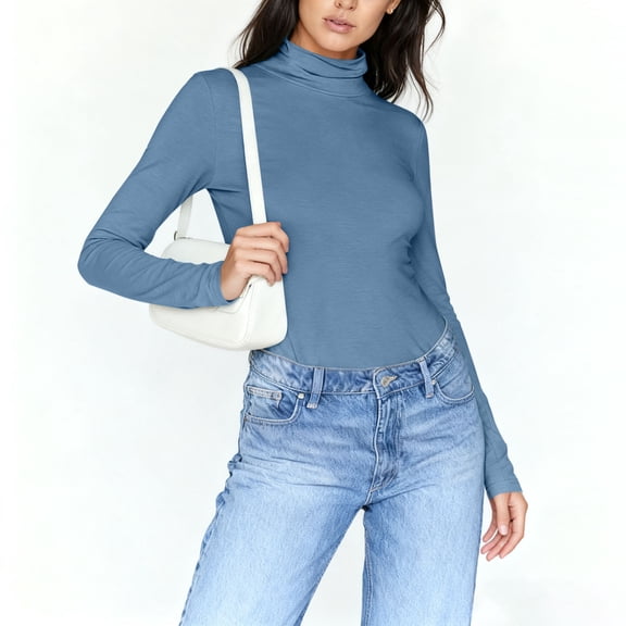 Lmueinov Women Winter Clothes Women's Long Sleeve Mock Turtleneck Thermal Underwear Tops Fleece Lined Slim Fit Base Shirts