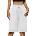 thumbnail image 1 of Lmueinov Women's Bermuda Shorts, High Waisted Pleated Dress Shorts with Drawstring, Casual Knee Length Summer Work Business Pants, 1 of 5