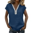 thumbnail image 1 of Lmueinov Women's Boho Cap Sleeve Lace Trim V Neck Tops 2026 Summer Casual Loose Beach Vacation Tee Shirts Blouse, 1 of 8