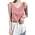 thumbnail image 1 of Lmueinov 2026 Summer Women's Satin V Neck Double Spaghetti Strap Cami Tops, Silky Casual Sleeveless Tank Blouses S-3XL, 1 of 4