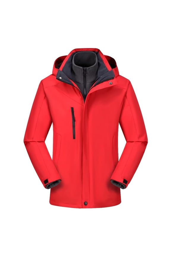 Womens 3-in-1 Detachable Lined Ski Jacket Plus Size Waterproof Hooded Hiking Coat Zip Pocket Outerwear for Fall Winter Skiing Daily Outdoor M-3XL