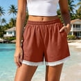 thumbnail image 1 of Lmueinov Womens Boho Shorts with Pockets 100% Cotton Elastic Waist Lace Tassel Trim Loose Fit 2026 Trendy Comfy Summer Beach Vacation Wear, 1 of 5