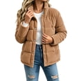 thumbnail image 1 of Lmueinov Womens Corduroy Puffer Jacket Outdoor Stand Collar Button Down Quilted Coats Fall Winter Casual Warm Outerwear Coat with Pockets, 1 of 5