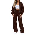 thumbnail image 1 of Lmueinov Womens Fall 2 Piece Set Sweatsuits Lounge Fall Outfits Zip Up Crew Neck Jackets and Wide Leg Sweatpants Set Soft Casual Loungewear, 1 of 4