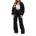 thumbnail image 1 of Lmueinov Womens Fall 2 Piece Set Sweatsuits Lounge Fall Outfits Zip Up Crew Neck Jackets and Wide Leg Sweatpants Set Soft Casual Loungewear, 1 of 4