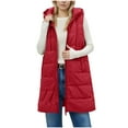 thumbnail image 1 of Lmueinov Womens Long Puffer Vest with Hood, Lightweight Sleeveless Quilted Jacket with Pockets Zip Up Winter Warm Outerwear, 1 of 6