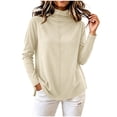 thumbnail image 1 of Lmueinov Womens Long Sleeve Sweater Plus Size Mock Neck Base Layer Soft Warm Trendy Pullover Simple Splicing Chunky Fall Winter Jumper Tops 2026 M-4XL, 1 of 4