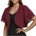 thumbnail image 1 of Lmueinov Womens Short Sleeve Cardigan Sweaters Double Layer Ruffle Sleeve Chiffon Lightweight Top Summer Beach Dress Cover Up Loose Fit Casual Top, 1 of 5
