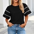 thumbnail image 1 of Lmueinov Womens Summer Short Sleeve Tops Crew Neck Tee with Decorative Cutout Sleeves 2026 Fashion Casual Loose Fit Cute Basic TShirts, 1 of 4