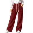 thumbnail image 1 of Lmueinov Womens Sweatpants Drawstring Elastic High Waist Double Sided Fleece Pants Wide Leg Sweatpants with Pockets for Jogger Coffee, 1 of 4