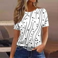 thumbnail image 1 of Lmueinov Womens Tops with Fashionable Abstract Patterned Short Sleeve Crew Neck Casual T-Shirt 2026 Loose Fit Trendy Shirts in Soft Stretchy Fabric for Daily Wear S-3XL, 1 of 3