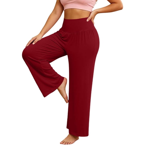 Lmueinov Womens Wide Leg Pants High Wide Elastic Waist Soft Lounge Trousers Lightweight Full Length Pants For Yoga Pilates Workout Sleep Outfit