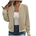 thumbnail image 1 of Lmueinov Womens Zip Up Bomber Jacket Long Sleeve Textured Casual Lightweight Coat Mid Length Business Outerwear with Pockets Fall Winter Clothes, 1 of 5