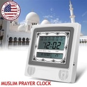 Lngoor LCD Automatic Digital Islamic Azan Muslim Prayer Alarm Wall & Table Home Clock islamic clock with Temperature Display, Hijri and Gregorian Calendars