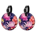thumbnail image 1 of Lnk plants 2pcs PU Leather Round Bag Tags Suitcase Handbag Tags with Privacy Cover and Name ID Tag for Travel Luggage, Handbags, Backpacks, School Bags, 1 of 6