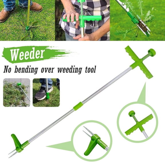 Lnkoo 39 Stand Up Manual Weeder with Ergonomic Handle & Non-Skid Footrest