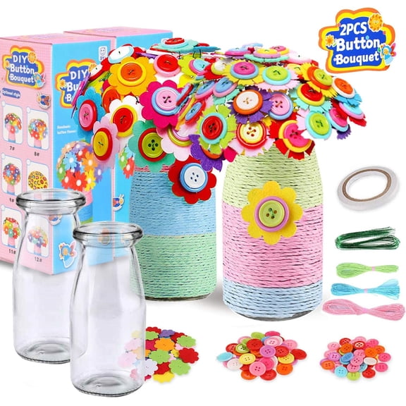 Lnkoo DIY Colorful Button & Felt Flowers Craft Kit (122 Pieces)