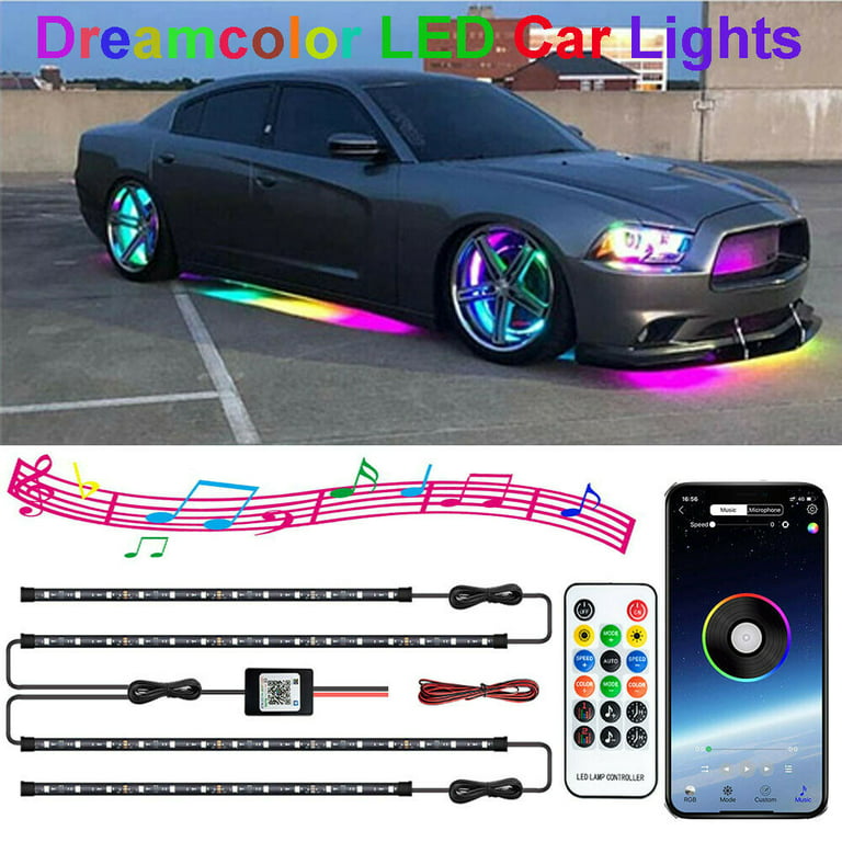 Lnkoo RGB Dreamcolor led Underglow lights Music Bluetooth APP Remote  Control Strip, Small Ant LED Strip Light, LED Car Interior Lights Under  Dash Lighting Kit with Bluetooth APP/RF 