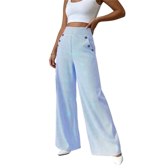 Lnmiateer Elegant High Waist Wide Leg Pants for Women Draped Loose Silhouette Solid Color Casual Dress Trousers Party Dinner Autumn Winter