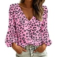 thumbnail image 1 of Lnmiateer Print V Neck Long Sleeve Tunic for Women Loose Fit Breathable Casual Trendy Streetwear Fashion Daily Blouse, 1 of 6