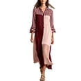thumbnail image 1 of Lnmiateer Women Flowy Oversized Collared Shirt Maxi Dress Front Button Placket Side Slit Printed Boho Dress for Beach Commute Daily Occasions, 1 of 5