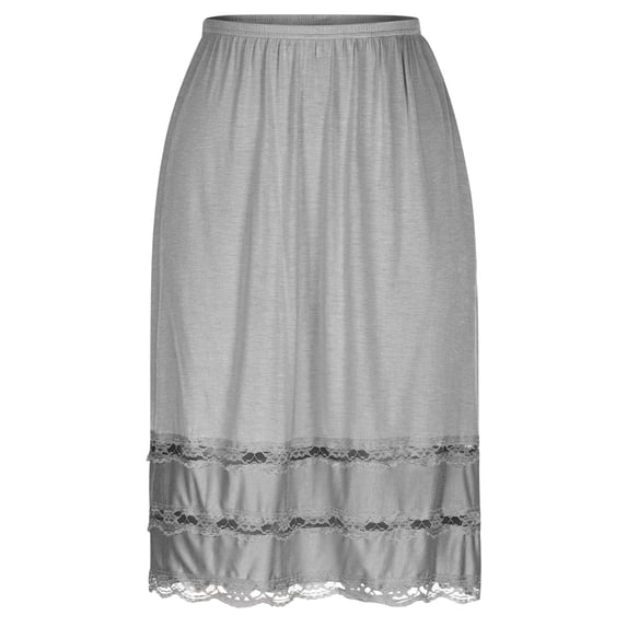 Lnmiateer Women Knee Length Half Slip Underskirt Elastic Waist Lace Trim Midi Dress Extender Lightweight Underdress for Daily Wear