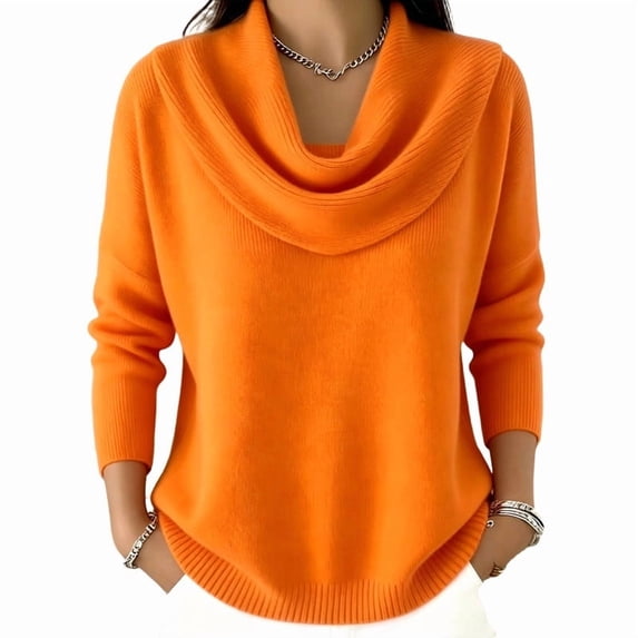 Lnmiateer Women Lightweight Cowl Neck Knit Pullover Sweater 2026 Fall Winter Long Sleeve Loose Basic Casual Design Daily Weekend Going Out Outfit