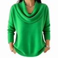 thumbnail image 1 of Lnmiateer Women Lightweight Cowl Neck Knit Pullover Sweater 2026 Fall Winter Long Sleeve Loose Basic Casual Design Daily Weekend Going Out Outfit, 1 of 5