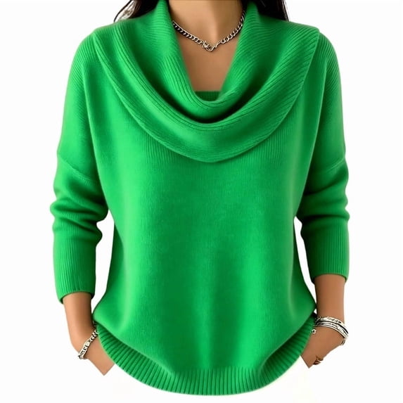 Lnmiateer Women Lightweight Cowl Neck Knit Pullover Sweater 2026 Fall Winter Long Sleeve Loose Basic Casual Design Daily Weekend Going Out Outfit