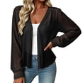 thumbnail image 1 of Lnmiateer Women Open Front Chiffon Cardigan Long Sleeve Elastic Cuffs Side Pockets Loose Flowy Casual Jacket Autumn Winter Office Indoor Layering Outerwear, 1 of 6