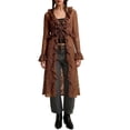 thumbnail image 1 of Lnmiateer Women Sheer Lace Maxi Duster Cardigan Ruffled Long Sleeve Deep V Neck Flowy Mesh Kimono Cover Up For Party Layering Outfits, 1 of 9