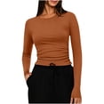 thumbnail image 1 of Lnmiateer Women Versatile Slim Fit Crew Neck Long Sleeve Top Soft Stretchy Basic Tee Casual Daily Summer Fall Layering Outfits, 1 of 7