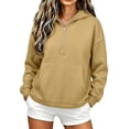 thumbnail image 1 of Lnmiateer Womens Half Zip Hood Kangaroo Pocket Loose Sweatshirt Thick Poly Fabric Autumn Winter Home Leisure Friend Gathering Comfort Loungewear Top, 1 of 6