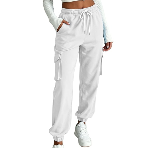 Lnmiateer Womens Soft Lounge Jogger Pants Solid Color Drawstring Elastic Waist Tapered Pockets Home Relaxation Friend Gathering