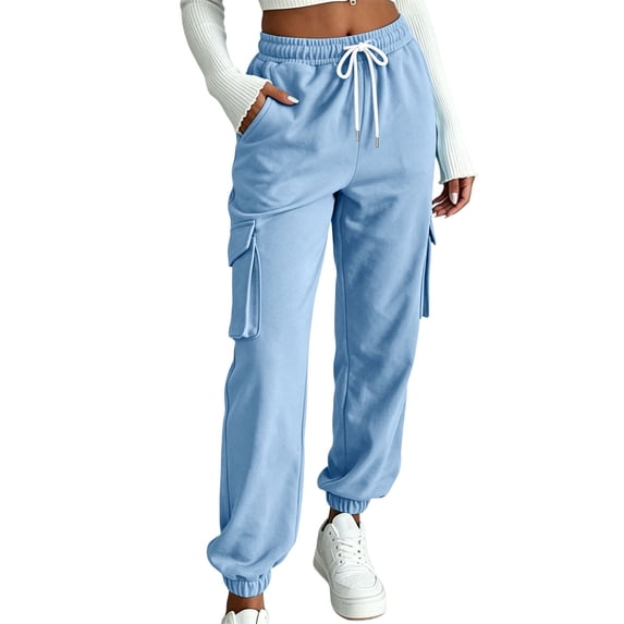 Lnmiateer Womens Soft Lounge Jogger Pants Solid Color Drawstring Elastic Waist Tapered Pockets Home Relaxation Friend Gathering