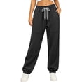 thumbnail image 1 of Lnmiateer Womens Soft Lounge Jogger Pants Solid Color Drawstring Elastic Waist Tapered Pockets Home Relaxation Friend Gathering, 1 of 6