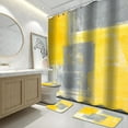 Lnond 4Pcs Bathroom Shower Curtain Sets with Rugs,Yellow and Grey