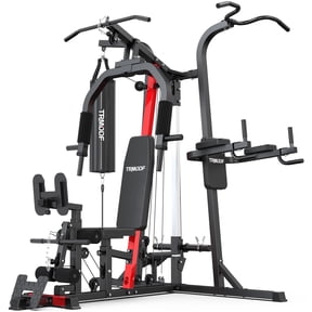Lnow 7-in-1 Multifunctional Home Smith Machine with Punching Bag Pull-Up Bar, Compact Power Rack Cage for Full Body Strength Training & Cardio