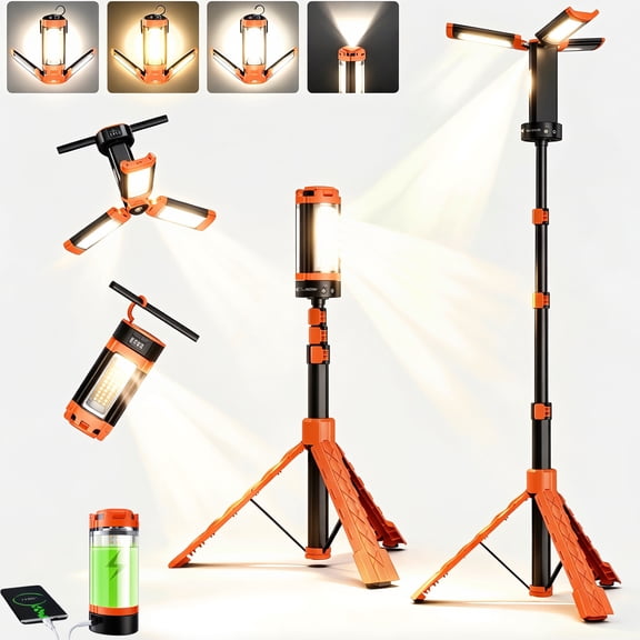 Lnow Camping Lights Big Lanterns with 8 Light Modes Rechargeable Foldable LED Working Lights for Outdoor Camping, Hiking, Emergency, Hurricane, Outage
