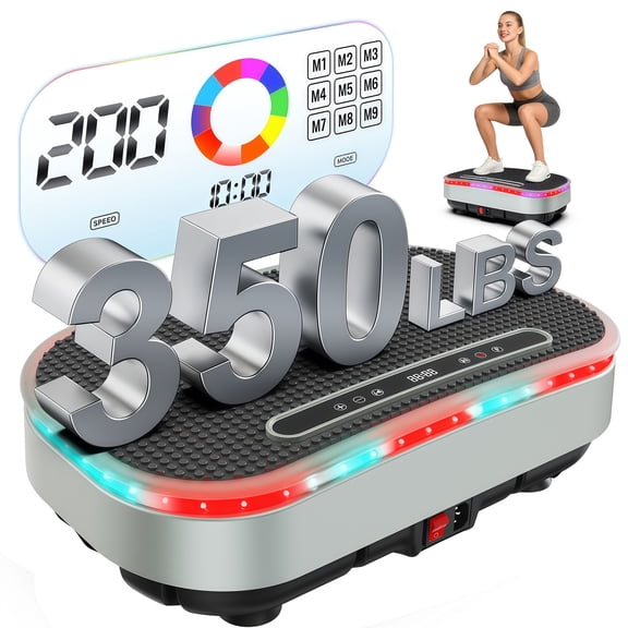 Lnow Vibration Plate Exercise Machine, 14 Color LED Light Vibrating Plate Muscle Toner for Fat Burner, Bluetooth Home Workout Equipment Vibration Plate,350lbs