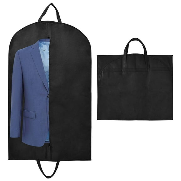 Lnrkai 2 Pack Garment Bags, 40" Long Foldable Black Suit Bags for Closet Storage & Travel