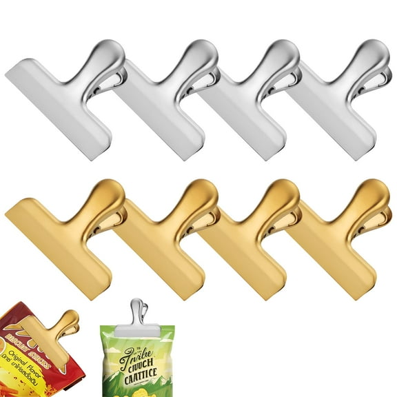 Lnrkai 8 Pack Chip Clips, 3 Inch Stainless Steel Food Bag Clips for Sealing Snacks, and Kitchen Home & Office Paper