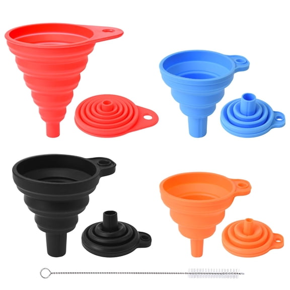 Lnrkai 8 Pcs Kitchen Funnel Set, Collapsible Silicone Funnels for Kitchen Use Filling Bottles Liquid/Dry Transfer, Small to Large
