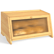 Lnrkai Bamboo Bread Box Airtight, Farmhouse Corner Bread Storage Box for Kitchen Countertop for Homemade Toast