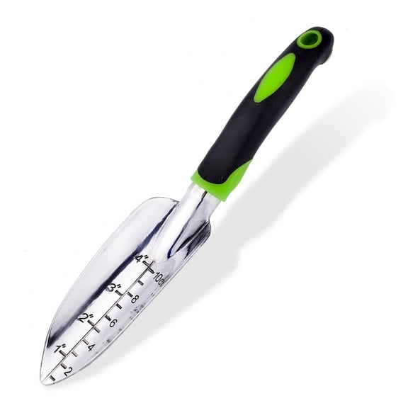 Lnrkai Garden Shovel, 11.8" Aluminum with Scale Gardening Trowels, Includes Hang Hole, Green