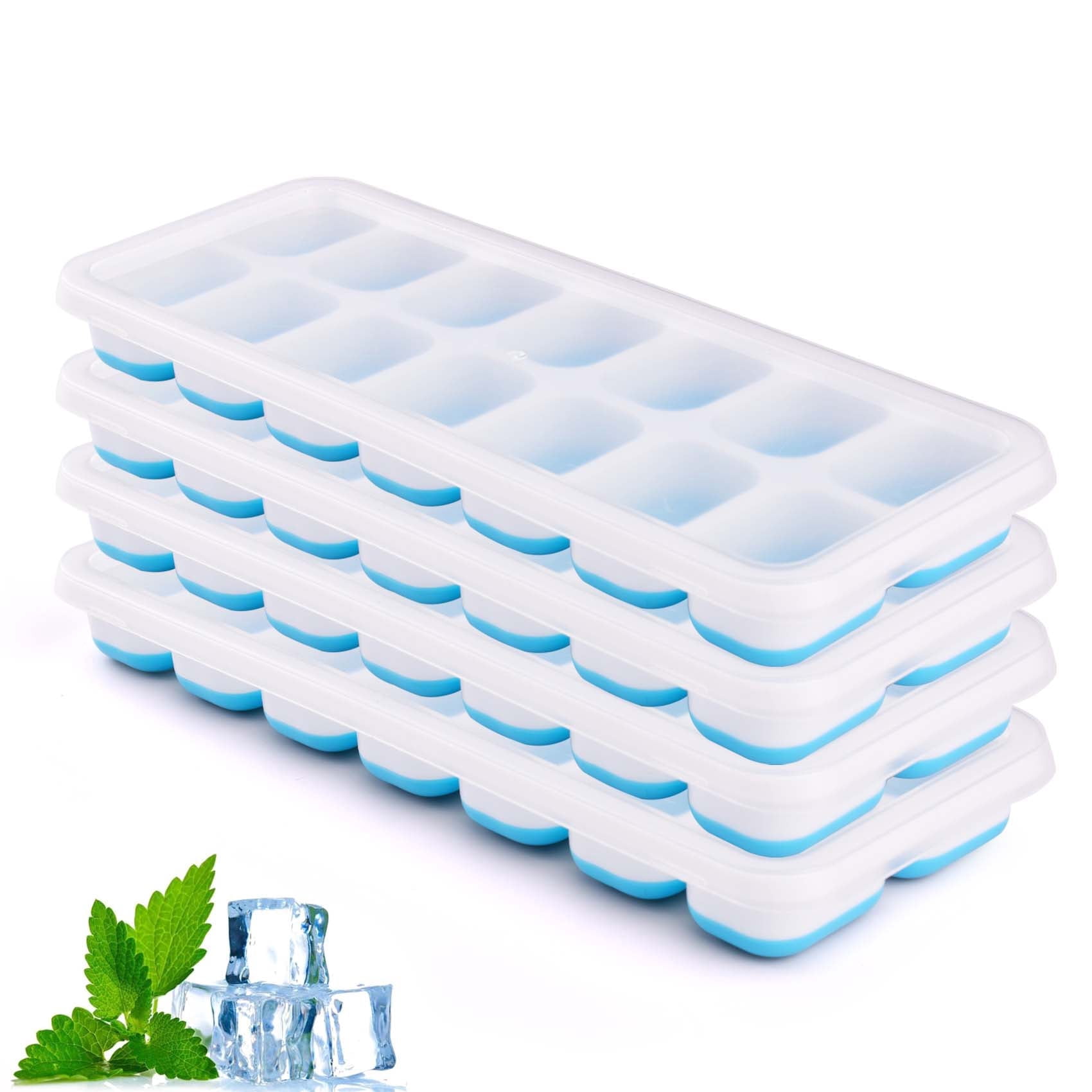 Lnrkai Silicone Ice Cube Trays with Lids, 4 Pack Mini 14 Cubes per ...