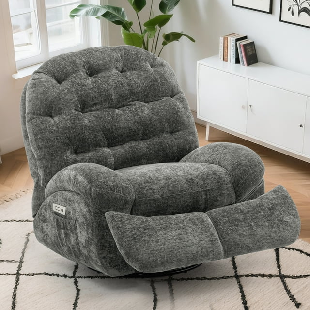 Lnsenfin Oversized Power Swivel Rocker Recliner Chair for Adults ...